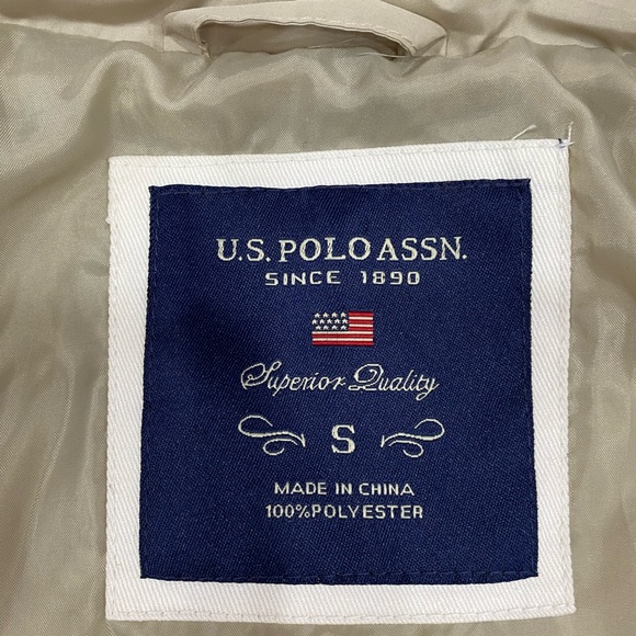NWT U.S. Polo Assn. Beige Tan Quilted Jacket Puffer Coat Women’s Size Small - Picture 6 of 11